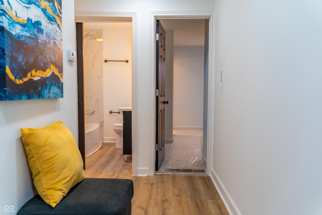 hall featuring light hardwood / wood-style flooring