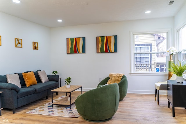 living room featuring light hardwood / wood-style flooring