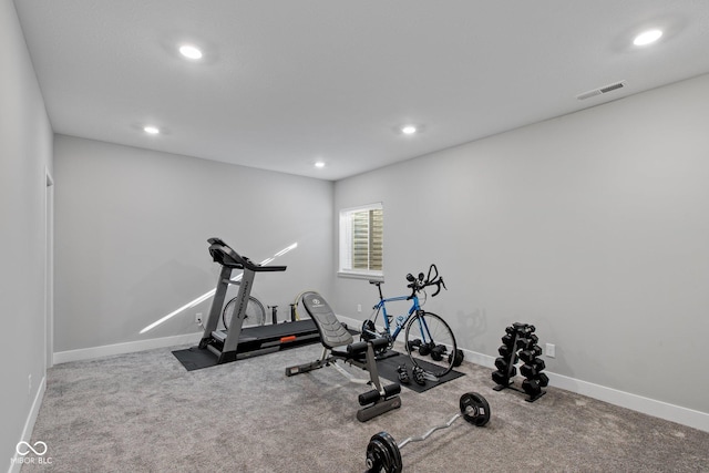 workout area with carpet