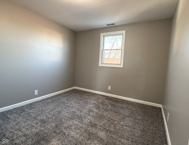 empty room featuring carpet flooring and a textured ceiling