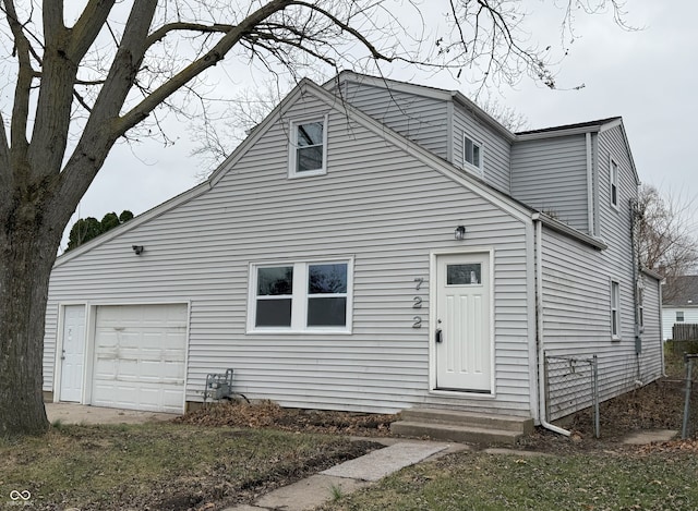 exterior space with a garage