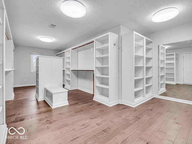 spacious closet with hardwood / wood-style flooring