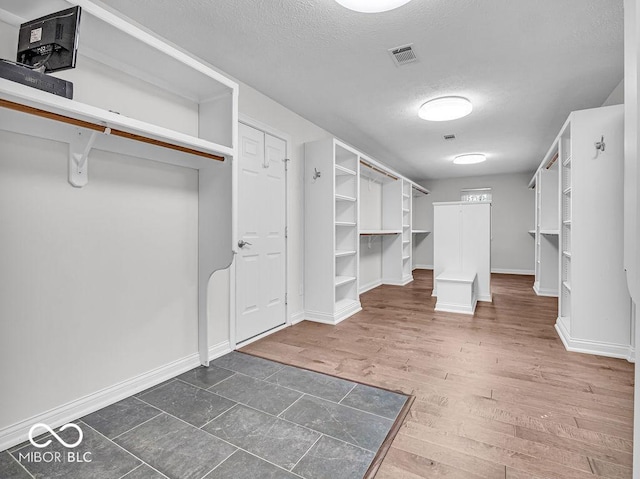 spacious closet featuring dark wood-type flooring