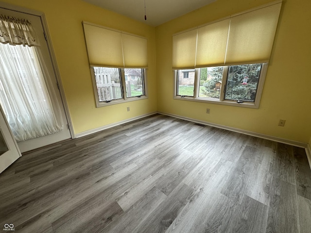 empty room with hardwood / wood-style floors