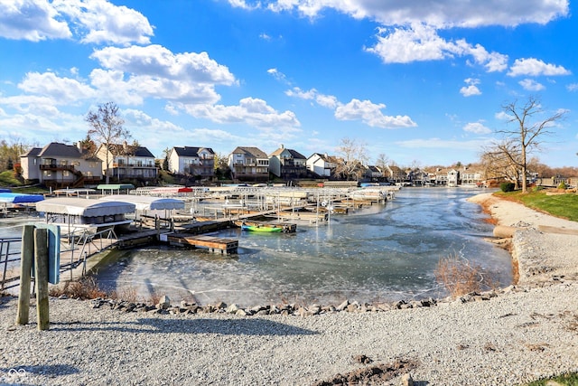 view of water feature with a boat dock