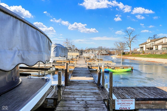 view of dock featuring a water view