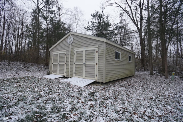 view of snow covered structure