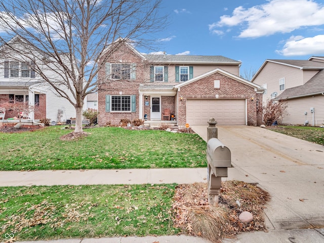 front of property featuring a garage and a front yard