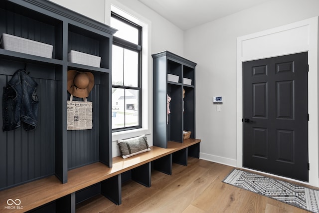 mudroom featuring wood-type flooring