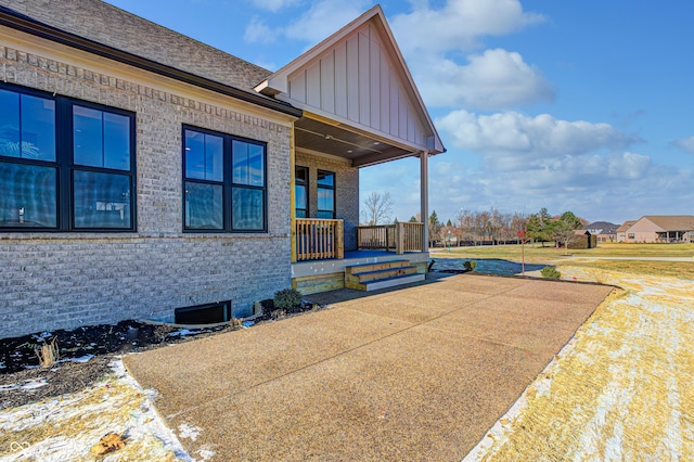 exterior space featuring covered porch