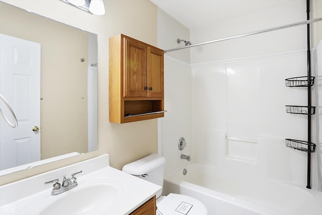 full bathroom featuring vanity, toilet, and shower / bathtub combination