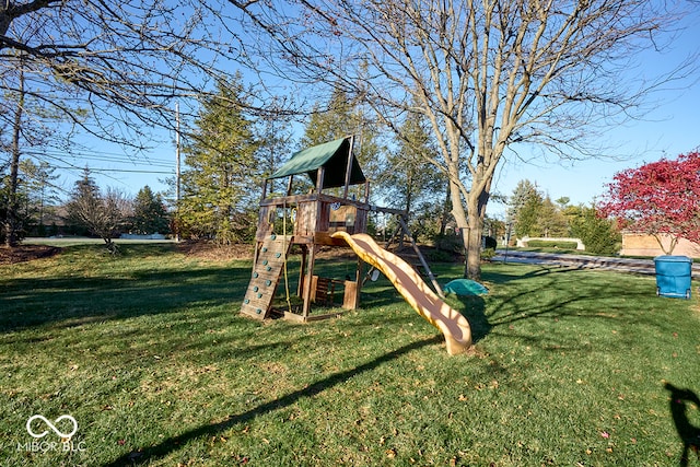 view of play area featuring a yard