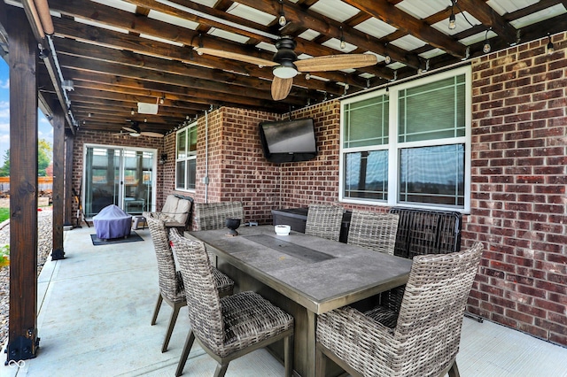 view of patio with ceiling fan