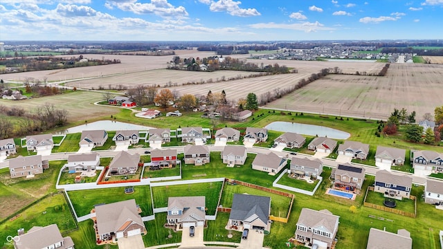 aerial view with a rural view