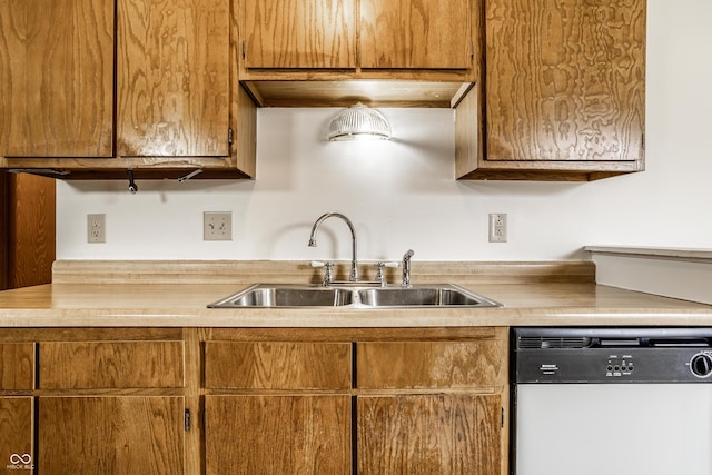 8016 Minlo Dr, Indianapolis, IN 46227 - kitchen with dishwasher, light countertops, and brown cabinets