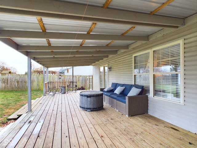 deck featuring an outdoor living space