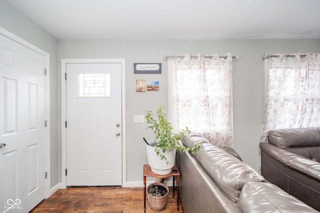 foyer featuring dark wood-type flooring