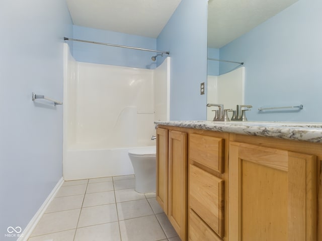 full bathroom with tile patterned floors, vanity, toilet, and shower / bath combination