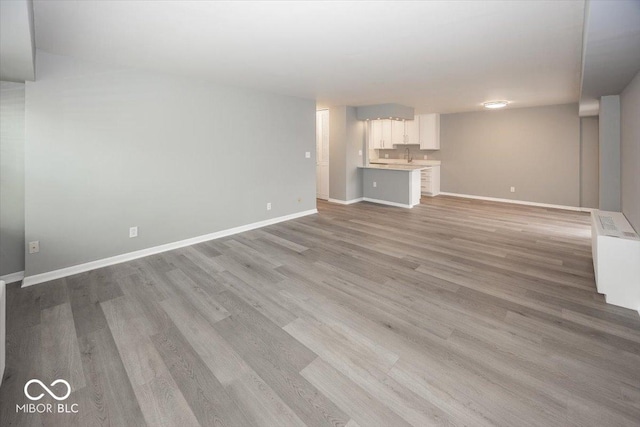 unfurnished living room featuring light hardwood / wood-style floors