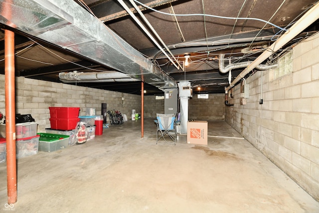 basement with heating unit