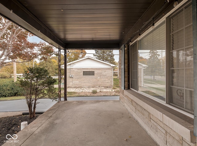 view of patio / terrace featuring an outdoor structure