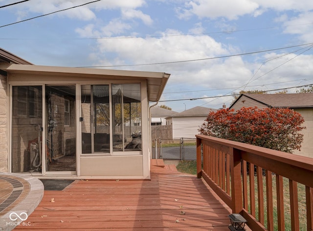 deck featuring a sunroom