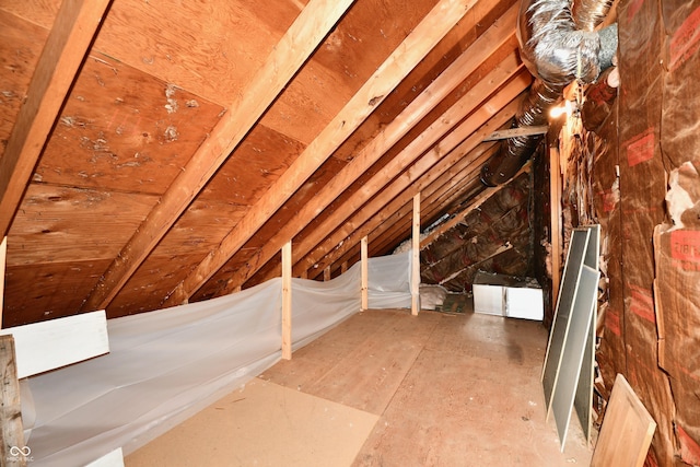 view of unfinished attic