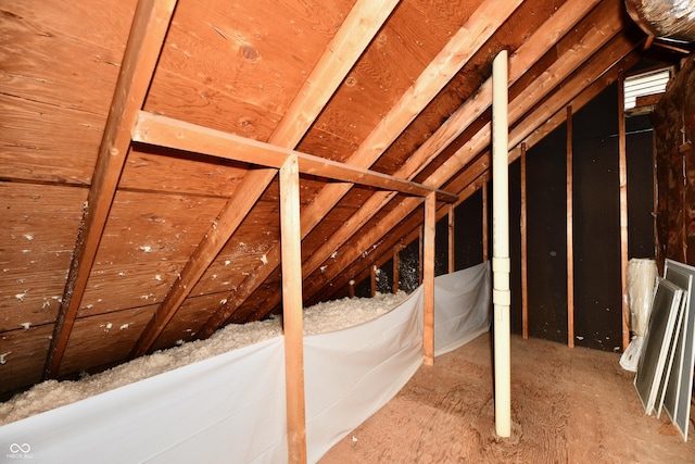 view of unfinished attic