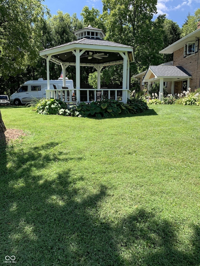 view of yard with a gazebo