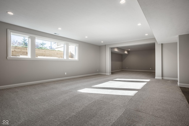 basement with carpet floors