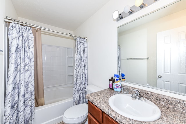 full bathroom featuring toilet, vanity, and shower / bath combo