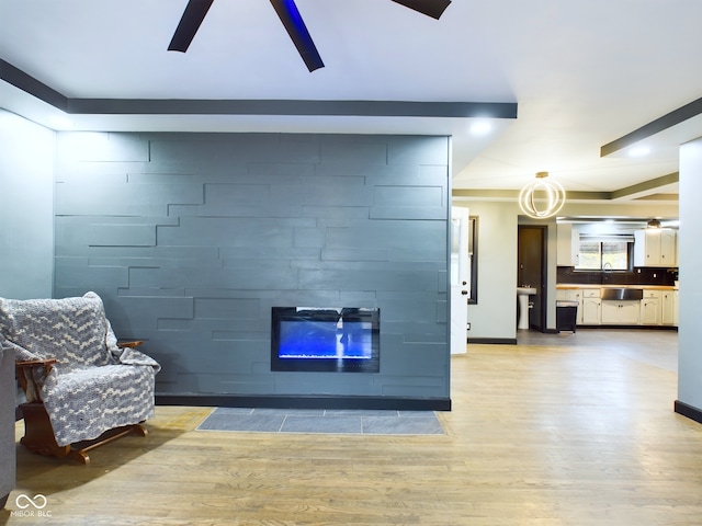 living area with wood-type flooring