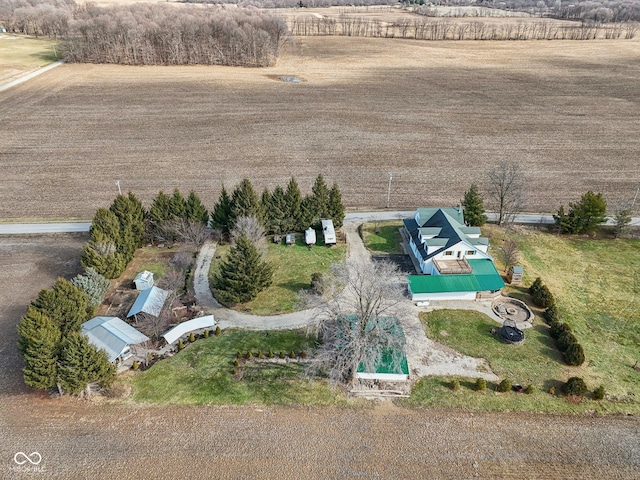 bird's eye view with a rural view