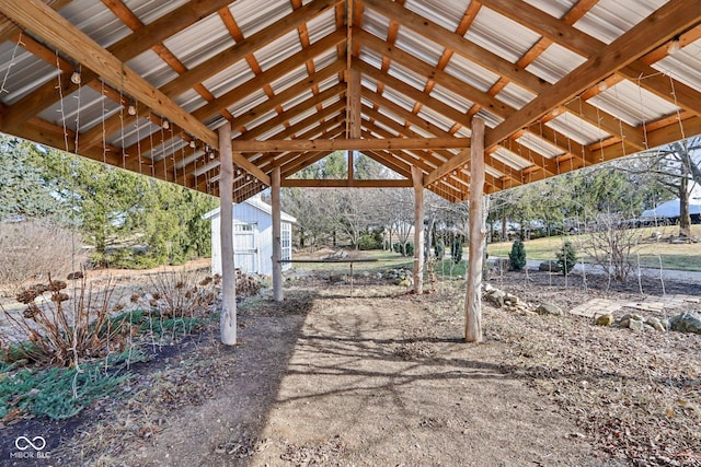 view of patio / terrace featuring an outdoor structure