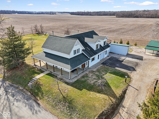 drone / aerial view featuring a rural view