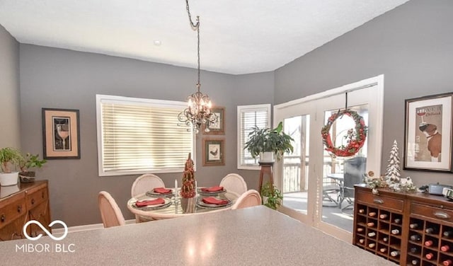 dining area with a chandelier