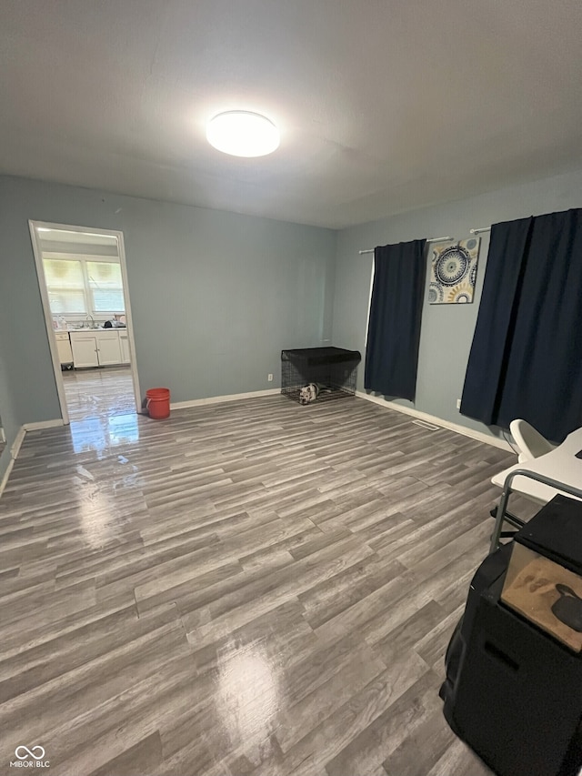 interior space featuring hardwood / wood-style flooring and pool table