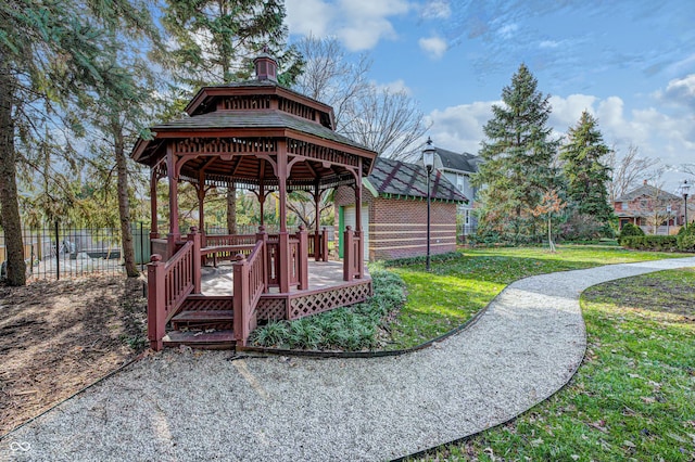 view of property's community featuring a gazebo and a yard