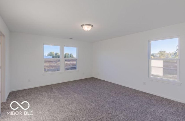 empty room with baseboards and carpet flooring