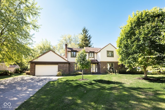 view of front of home featuring a garage and a front yard