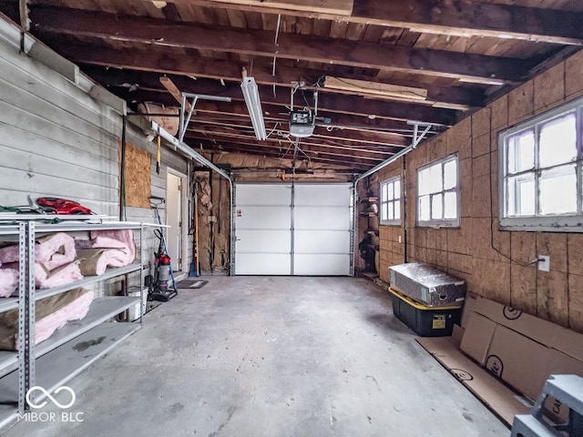 garage with a garage door opener