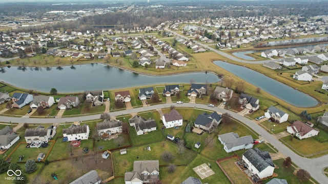 bird's eye view featuring a water view