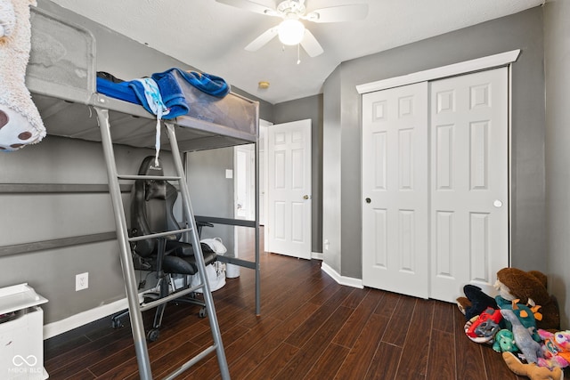 bedroom with a closet and ceiling fan