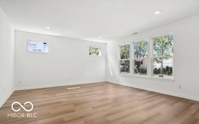 unfurnished room with light hardwood / wood-style flooring and plenty of natural light