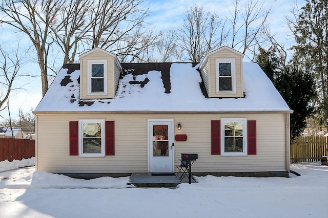 view of cape cod home