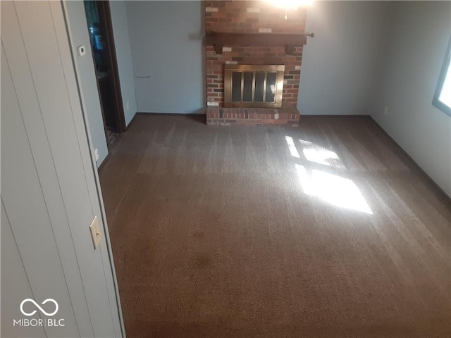 unfurnished living room featuring a fireplace