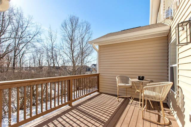 view of snow covered deck