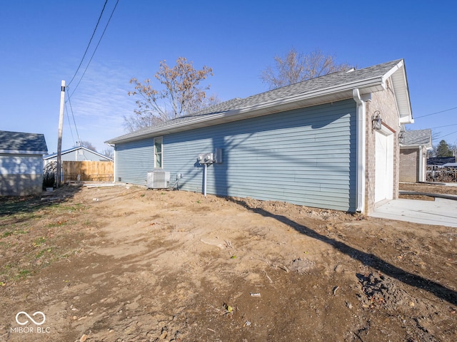 exterior space featuring central air condition unit