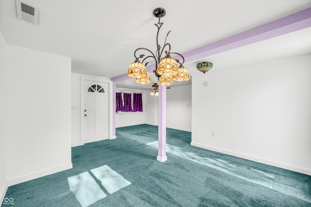 100 N Jefferson St, Nashville, IN 47448 - unfurnished dining area featuring carpet and a chandelier