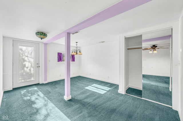100 N Jefferson St, Nashville, IN 47448 - entrance foyer with carpet flooring and a ceiling fan